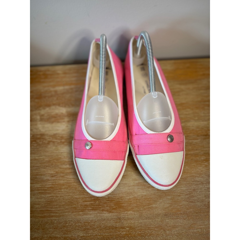 Longchamp Le Pliage Pink White Canvas Ballet Flats Slip On Shoes - Picture 2 of 9